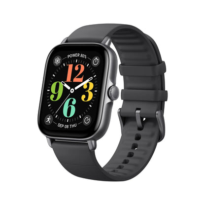 Smartwatch with a black band on a white background