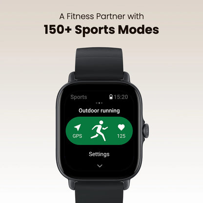 Smartwatch with sports mode display on a beige background