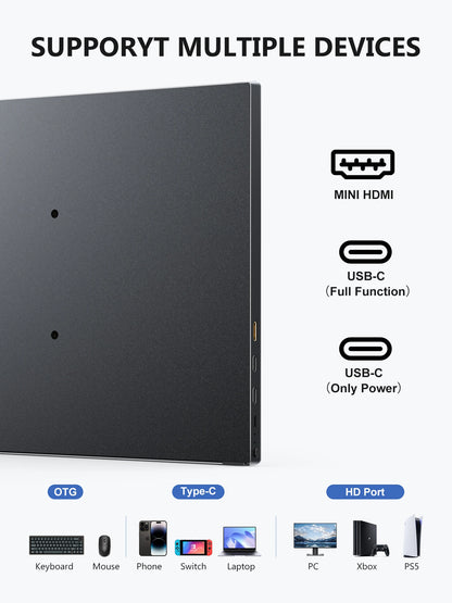 Black external hard drive with ports and connectivity options on a white background