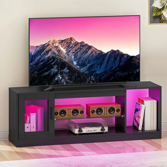 Black 65 Inch TV Stand with LED Lights