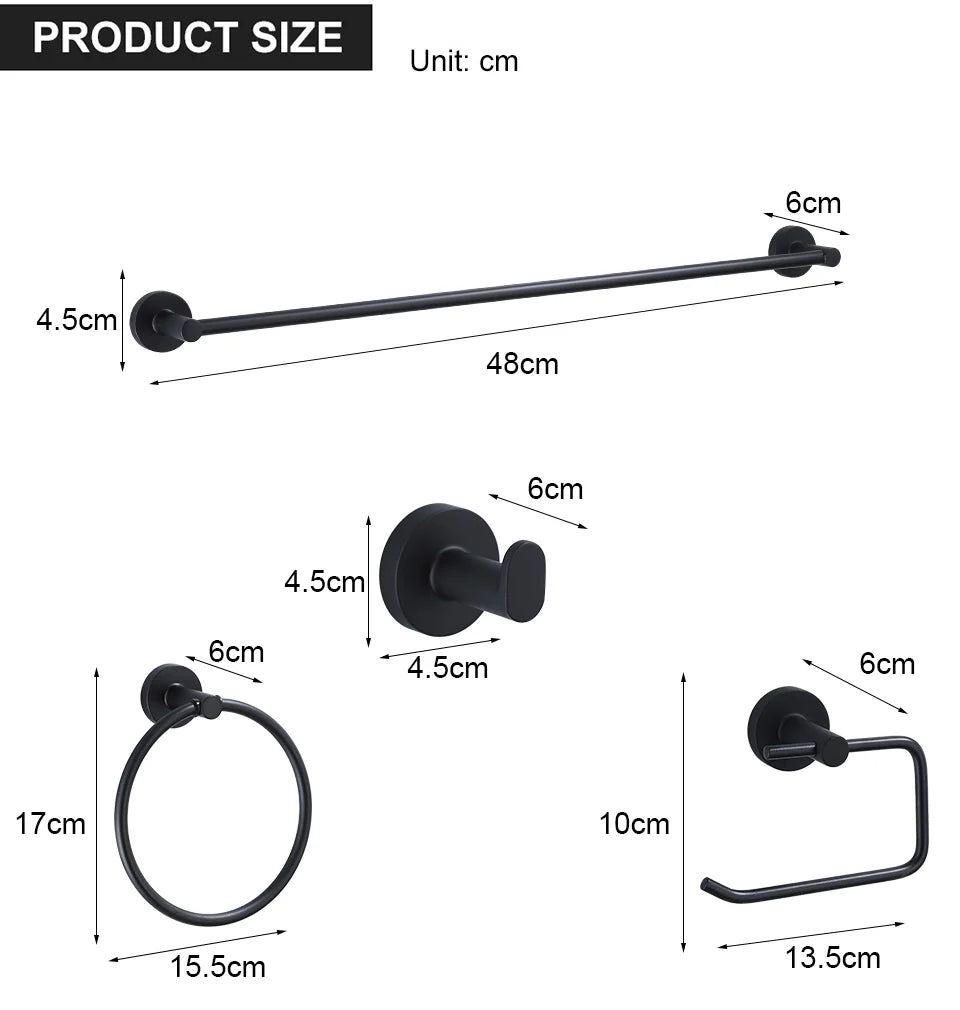 Black Bathroom Accessories Dimensions