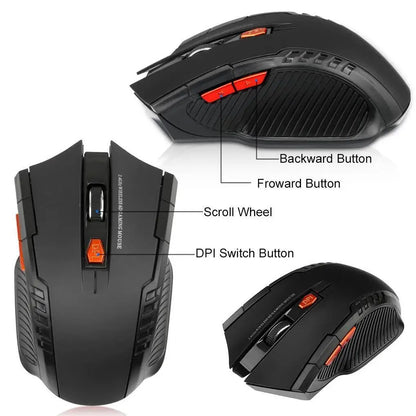 Black gaming mouse with labeled buttons on a white background