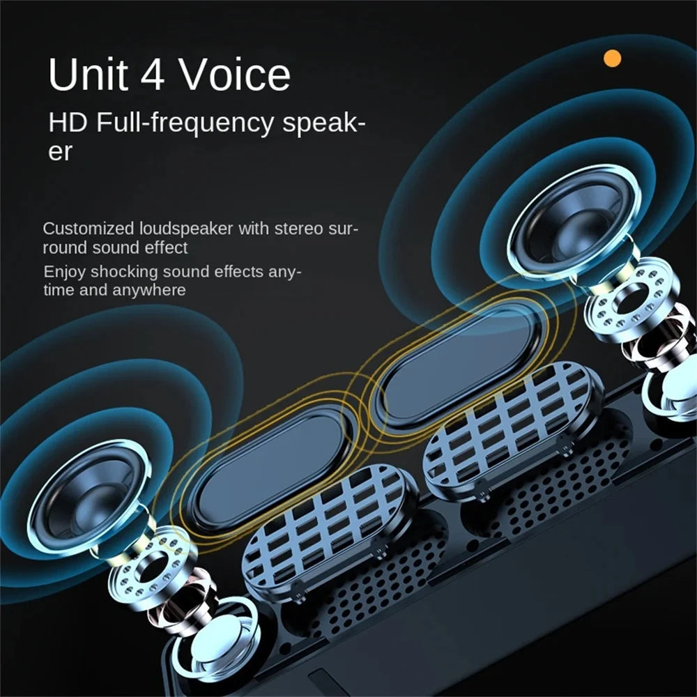 Diagram of an HD full-frequency speaker with text on a dark background