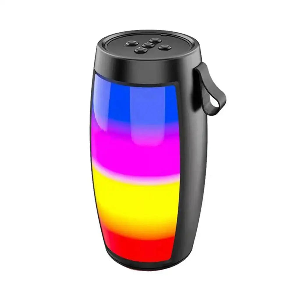 Colorful cylindrical device with gradient colors on a white background