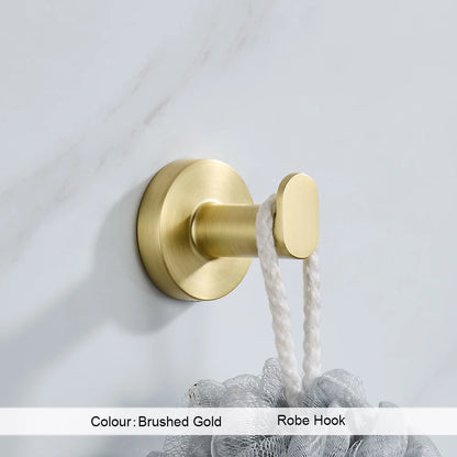 Gold robe hook on a white background with text indicating color and product name.