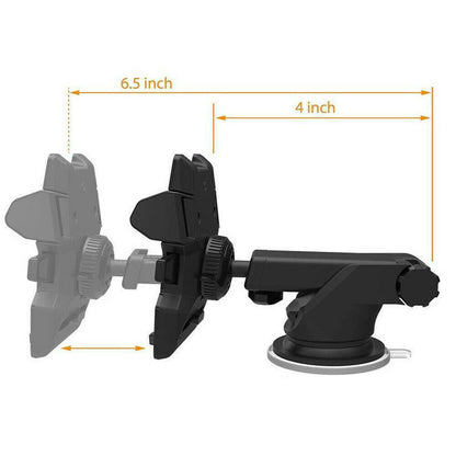 Phone holder with dimensions labeled on a white background