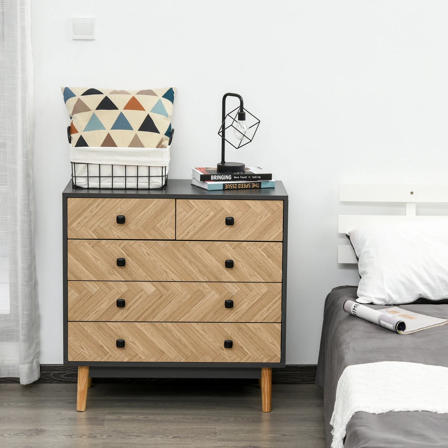 Chest of Drawers with Metal Handles