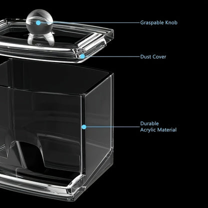 Clear acrylic container with labeled parts on a black background