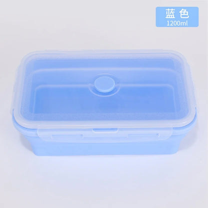 Blue silicone container with a lid on a white background
