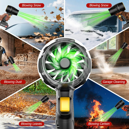 Multifunctional handheld blower with various uses including snow, dust, leaf, and carbon blowing.