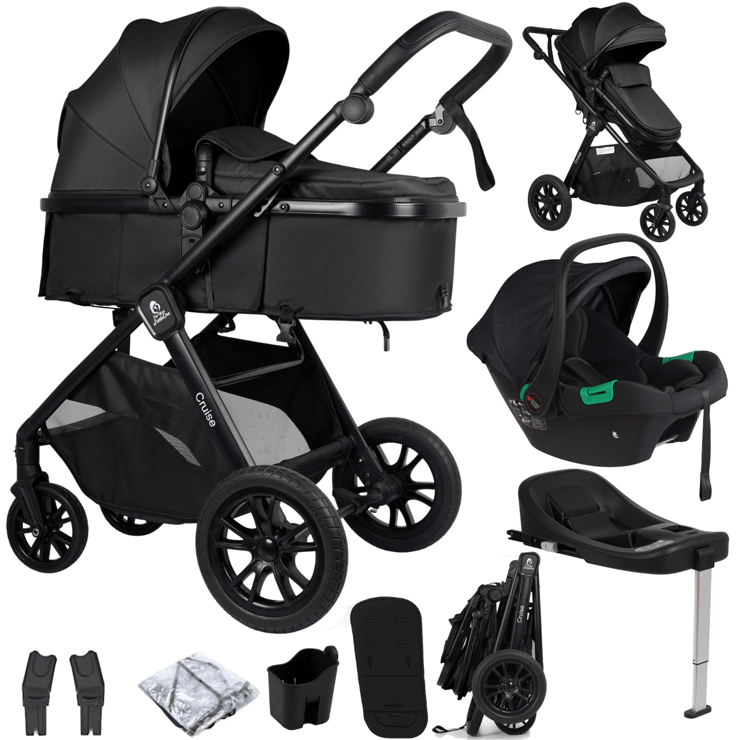 For Your Little One Cruise 3 In 1 Travel System Car Seat ISOFIX Base - Black