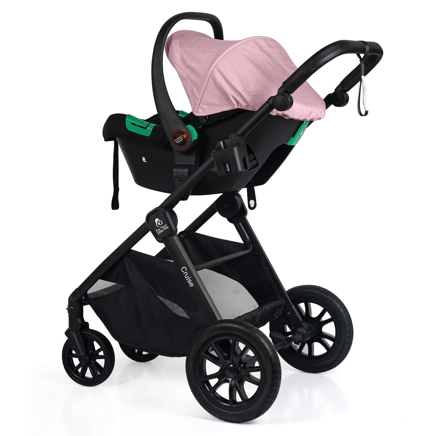 For Your Little One Cruise 3 In 1 Travel System Car Seat ISOFIX Base Blush Rose