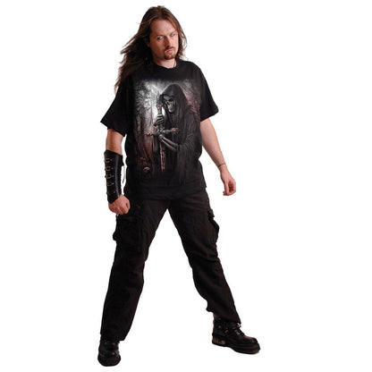 Soul Searcher T-Shirt Black Grim Reaper Forest Graphic 100% Cotton Tee Shirt