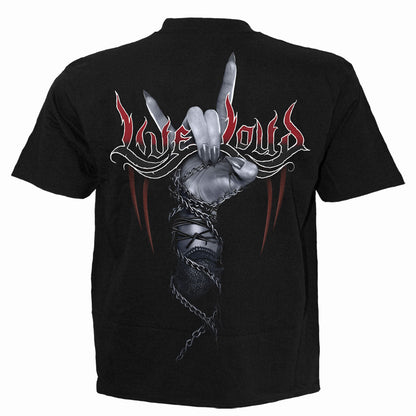 Rock Loud T-Shirt Black Rock Music Graphic 100% Cotton Tee Angel Devil Shirt