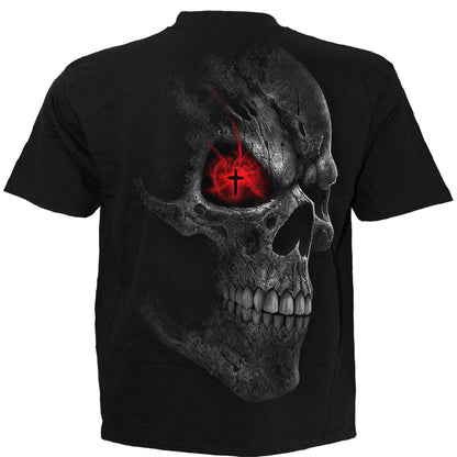 Death Stare T-Shirt Black Gothic Skull Graphic 100% Cotton Tee Shirt Metal Top