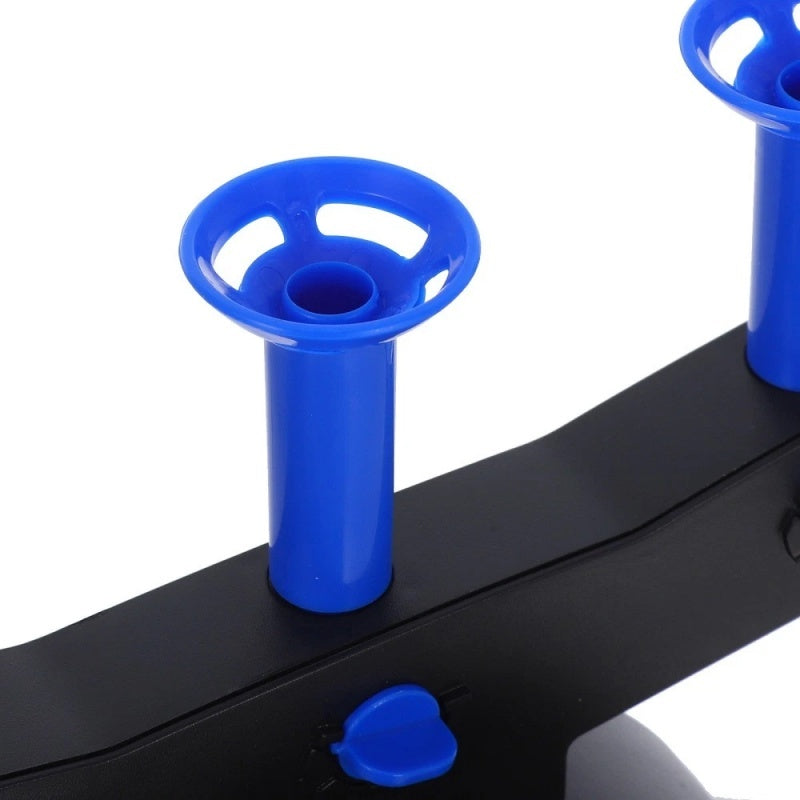Close-up of a black and blue mechanical component on a white background