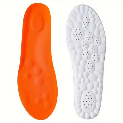 Orange and white shoe insoles on a white background