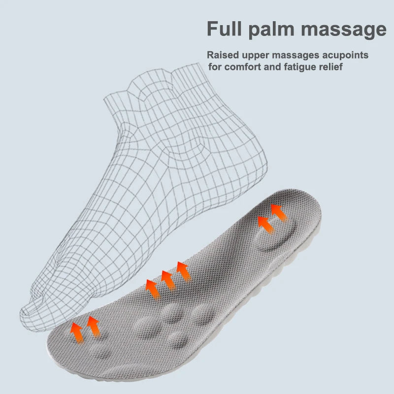 Massage insole with raised acupoint design on a light gray background