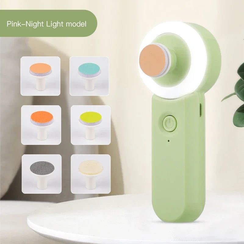 Green night light with color-changing options on a white background