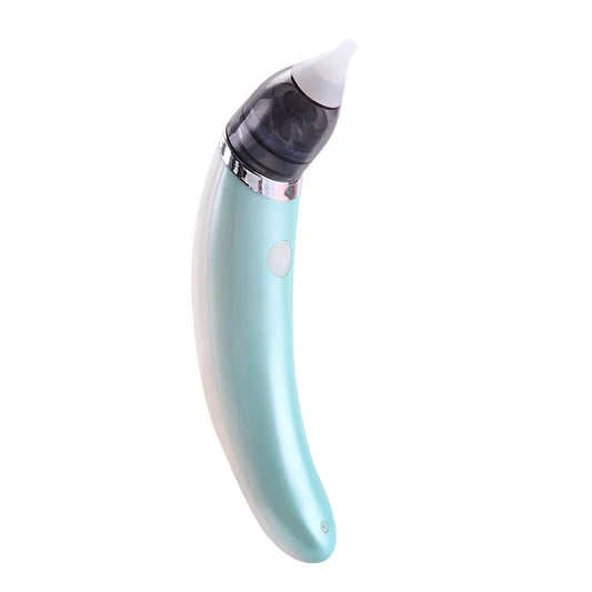 Turquoise ear cleaning device on a white background