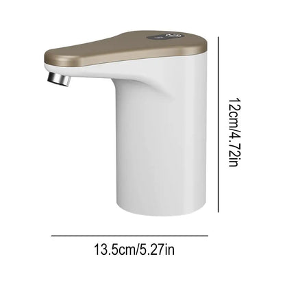 White and gold faucet with dimensions labeled on a white background