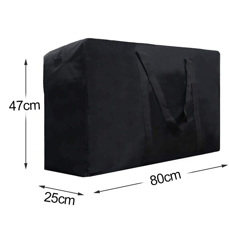 Black rectangular bag with dimensions labeled on a white background