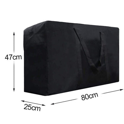 Black rectangular bag with dimensions labeled on a white background