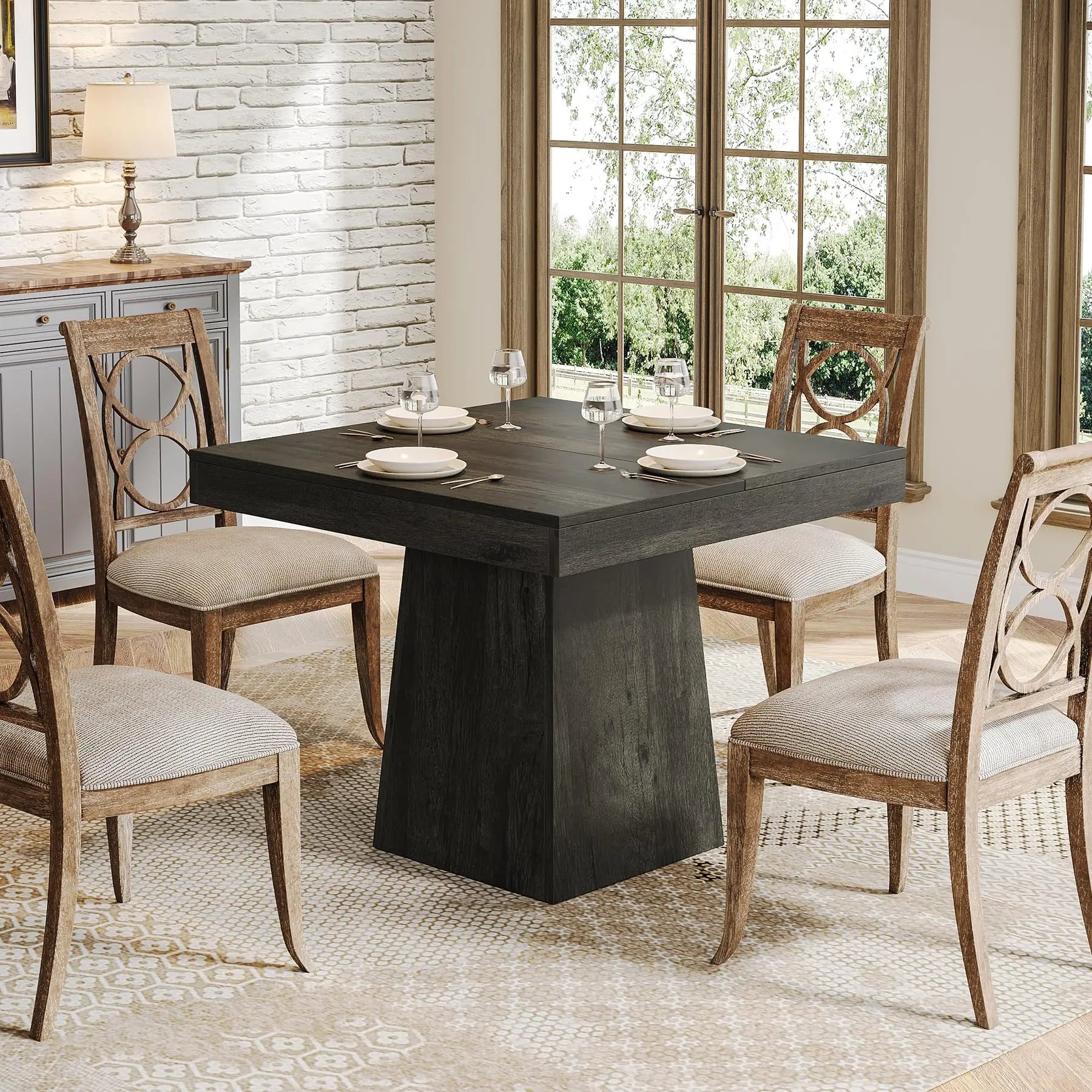 Dark Wood Farmhouse Dining Table