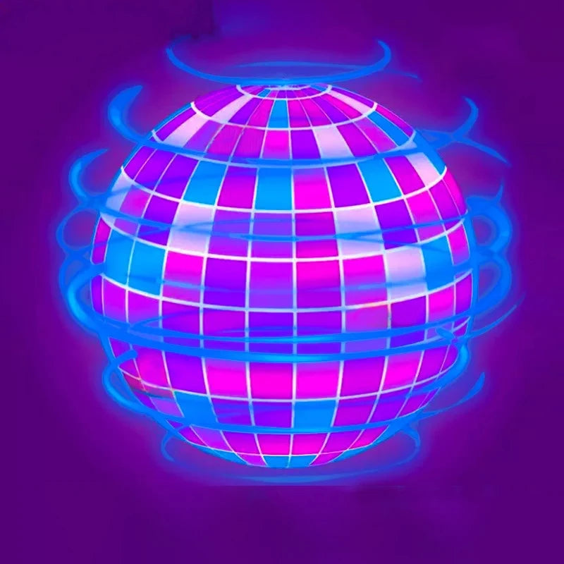 disco ball with colorful grid pattern on a purple background