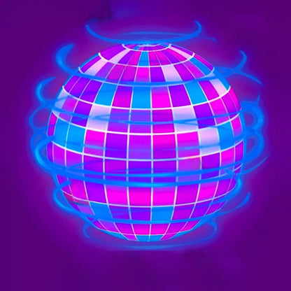  disco ball with colorful grid pattern on a purple background