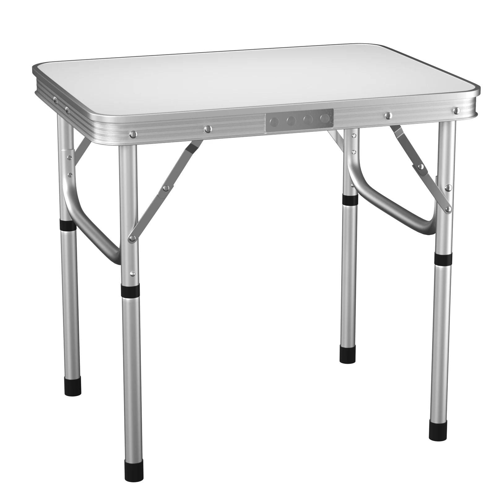 Aluminum folding table on a white background