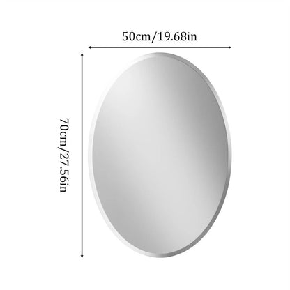 Round mirror with dimensions labeled on a white background