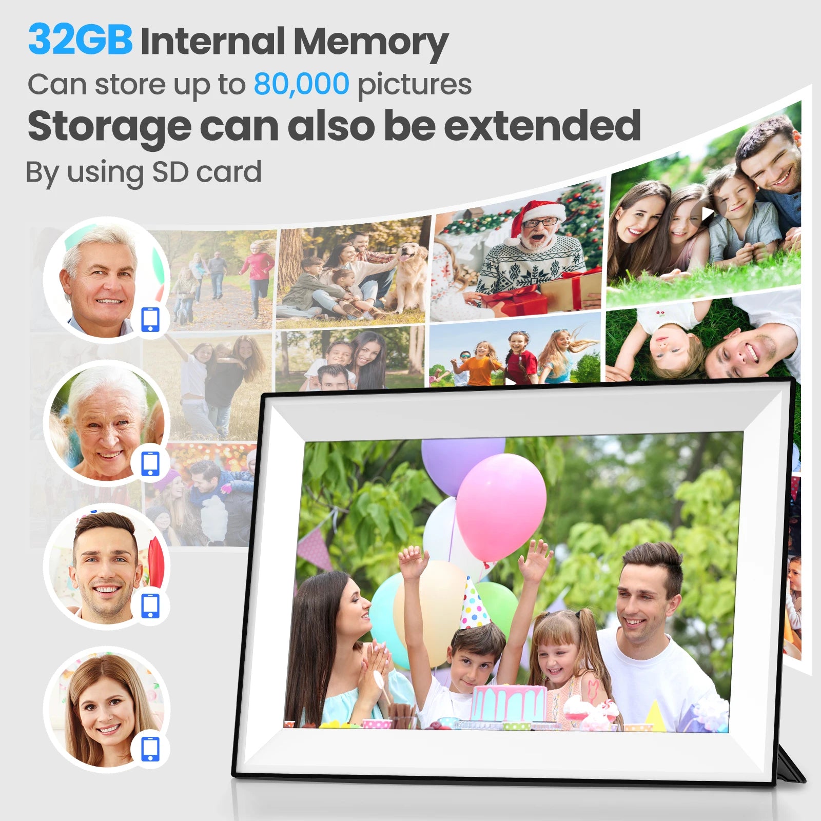 Digital Photo Frame with 32GB Internal Memory
