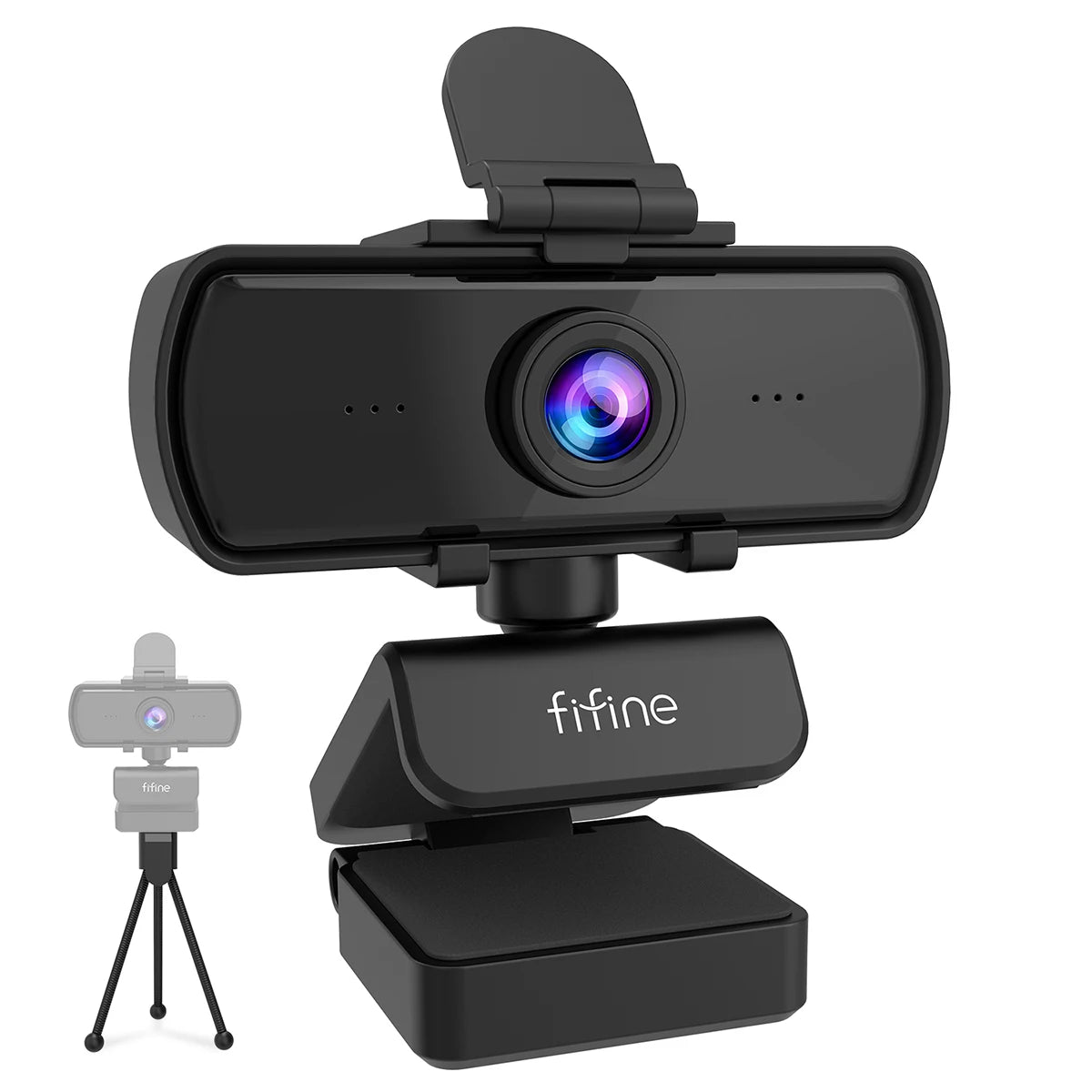 Black webcam with 'fifine' branding on a white background