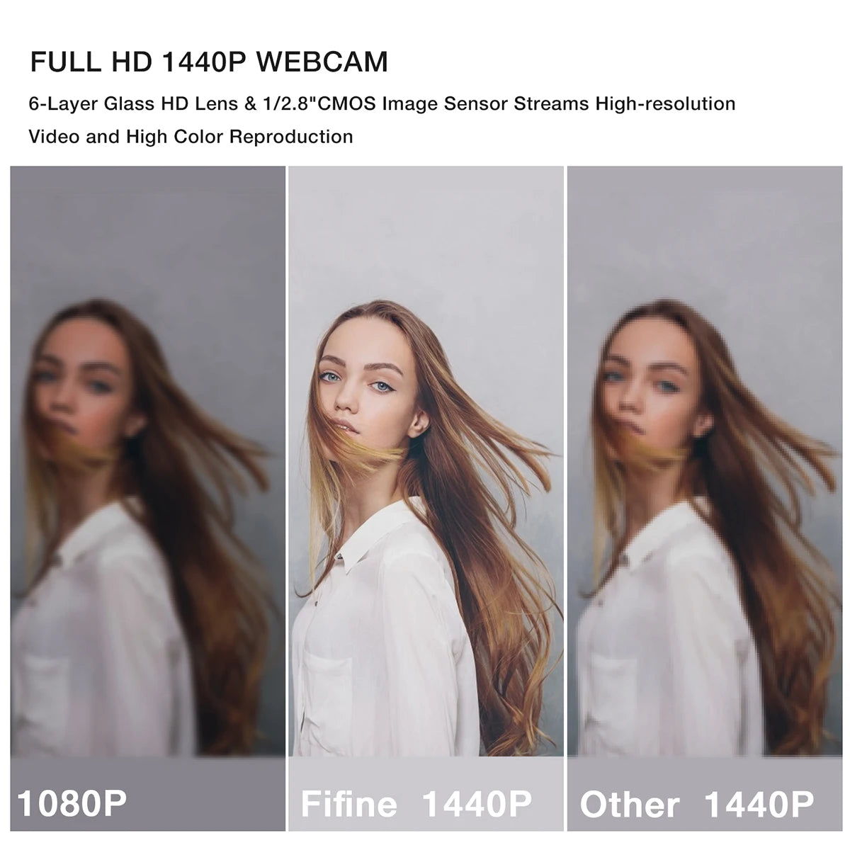 Comparison of video quality from different webcams on a gray background