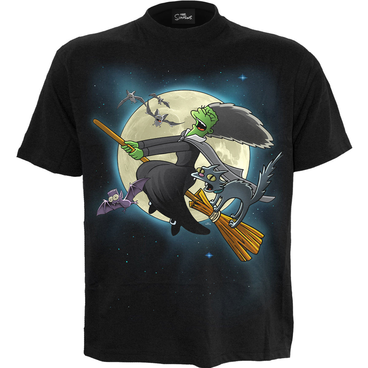 The Simpsons Marge Witch Front Print T-Shirt Black Official Licensed Cotton Tee