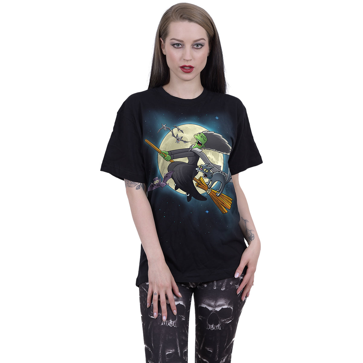 The Simpsons Marge Witch Front Print T-Shirt Black Official Licensed Cotton Tee