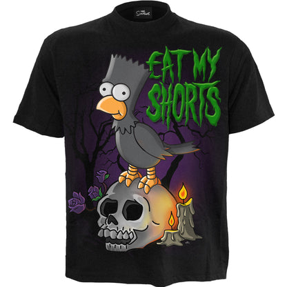 The Simpsons Bart Raven Front Print T-Shirt Black Official Licensed Cotton Tee