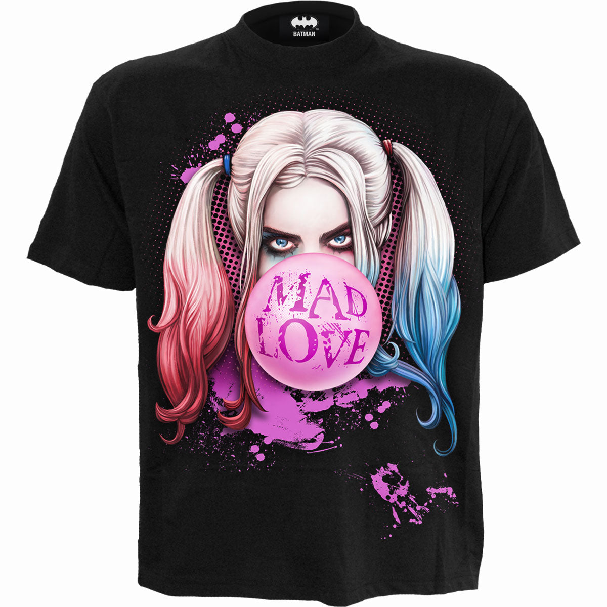 Harley Quinn Mad Love Front Print T-Shirt Black Official Licensed DC Comics Tee
