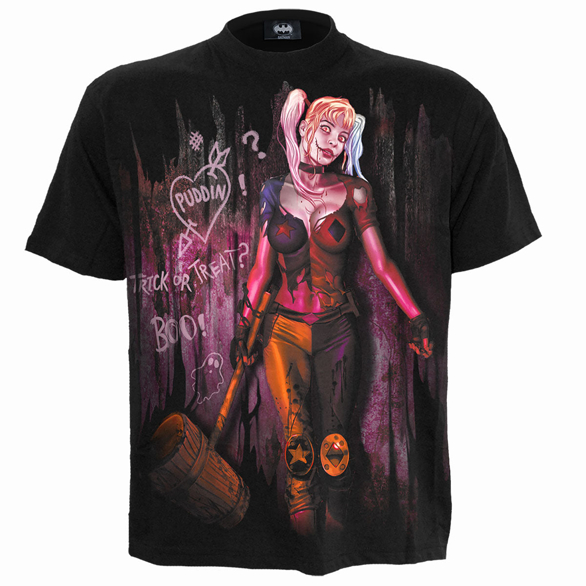Harley Quinn Trick Or Treat Print T-Shirt Black Official Licensed DC Comics Tee