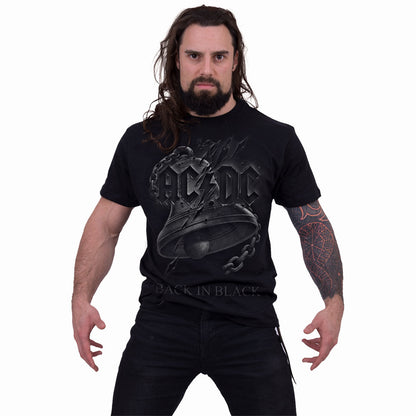 AC/DC Back In Black Torn Print T-Shirt Black Official Licensed Rock Band Tee