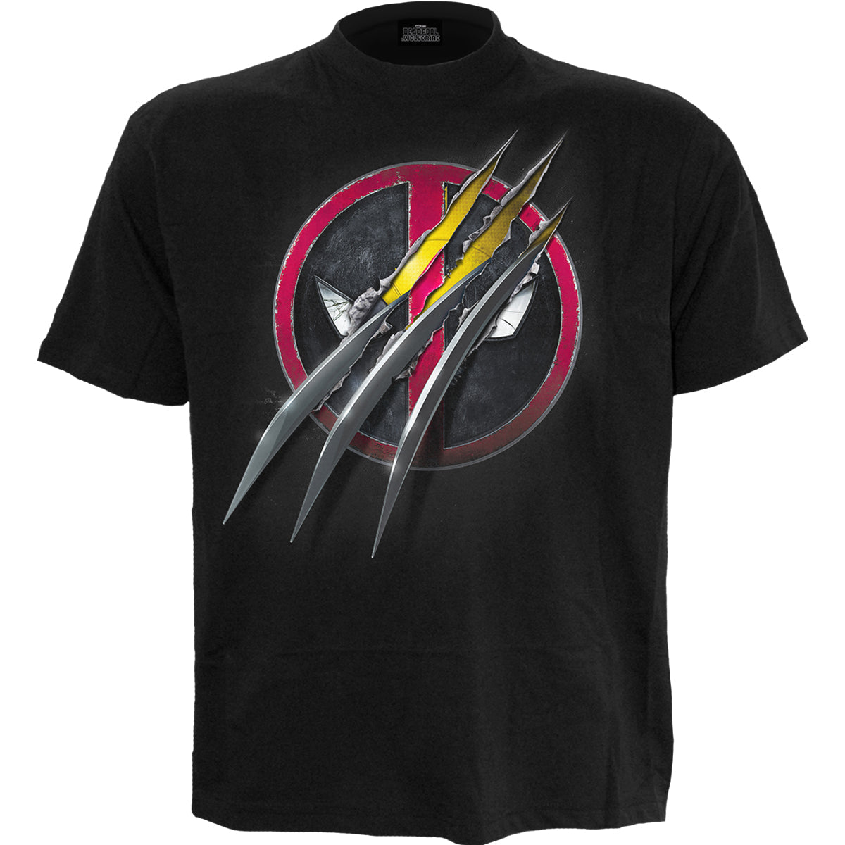 Deadpool Slashed Front Print T-Shirt Black Official Licensed Marvel Cotton Tee