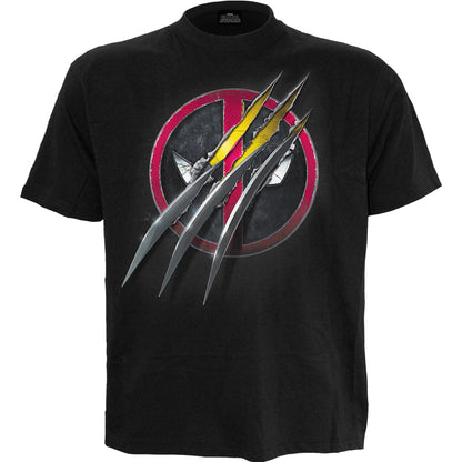 Deadpool Slashed Front Print T-Shirt Black Official Licensed Marvel Cotton Tee