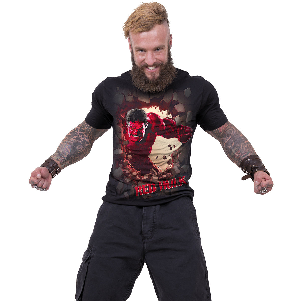 Captain America Red Hulk Print T-Shirt Black Official Marvel Brave New World Tee