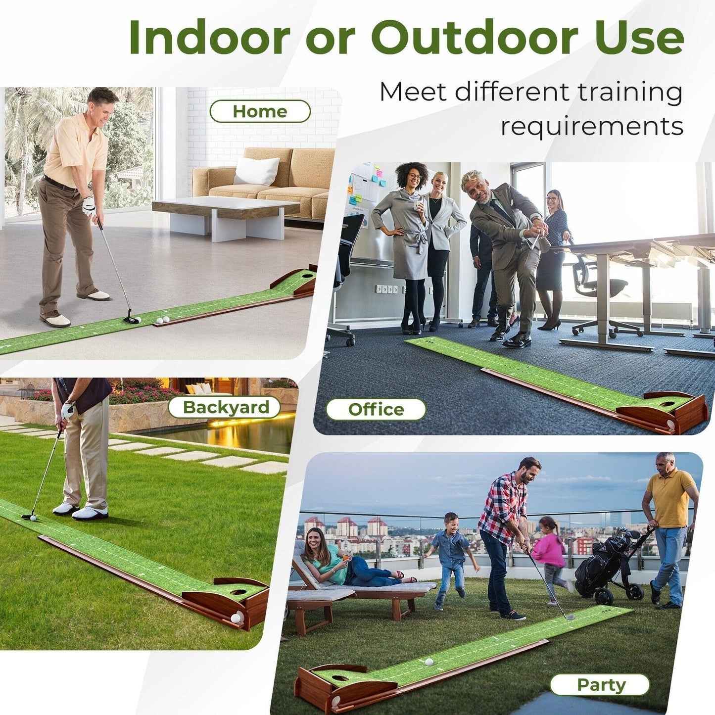Mini golf setup for indoor, home, backyard, office, and party use.