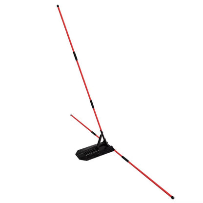 Red and black telescopic pole with a black base on a white background