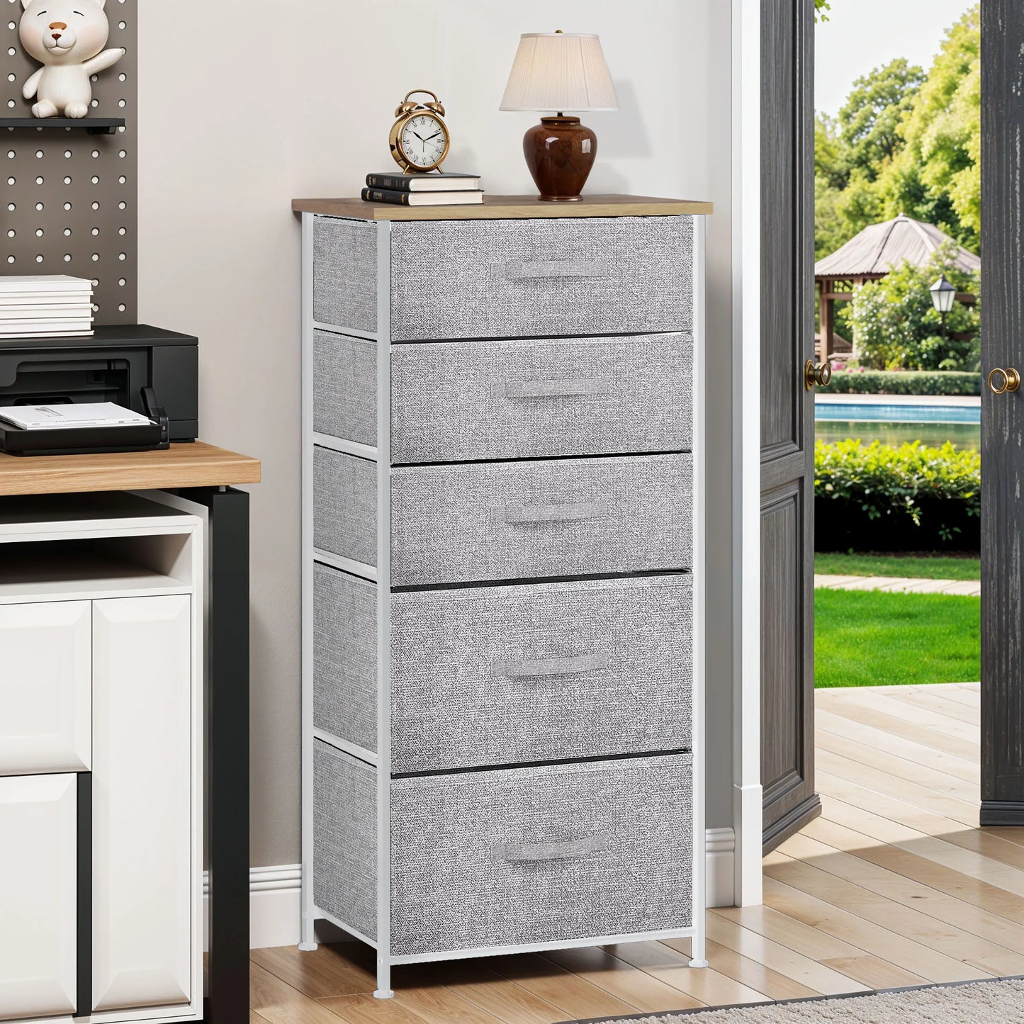 Grey Dresser with 5 Drawers