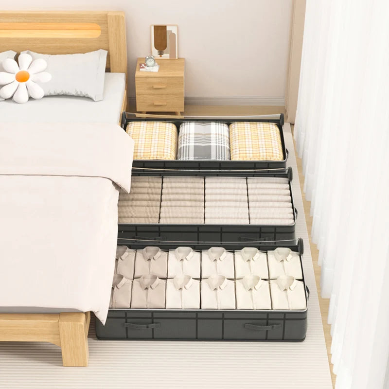 Bed with a mattress set on display, showing different layers and materials.