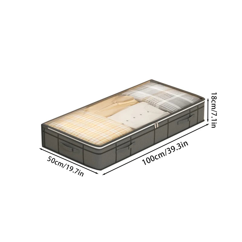 Storage bag with dimensions labeled on a white background