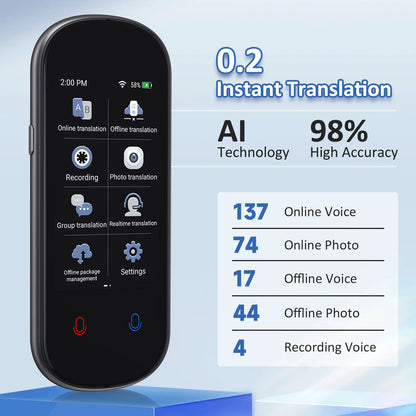 Black device with app icons and statistics on a blue background